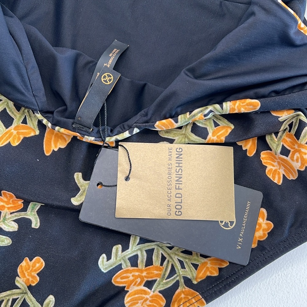 NWT VIX Madalena one piece swimsuit black orange floral size medium - Picture 11 of 13
